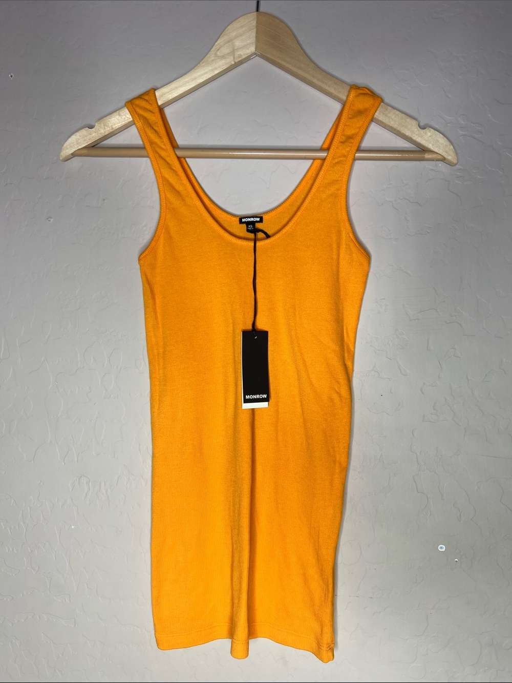 Monrow Orange Ribbed Tank